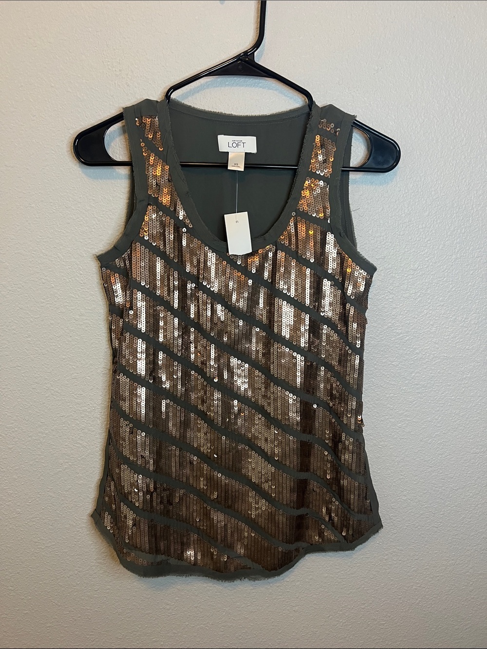 Loft Sequined Tank top Gray/Gold Size XS NWT